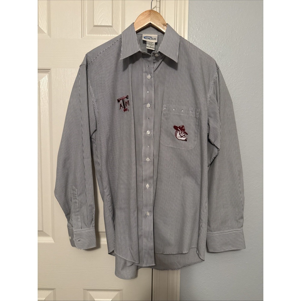Las Olas Bling Texas A&M Button Up Dress Shirt Long Sleeve Size L Large Aggies